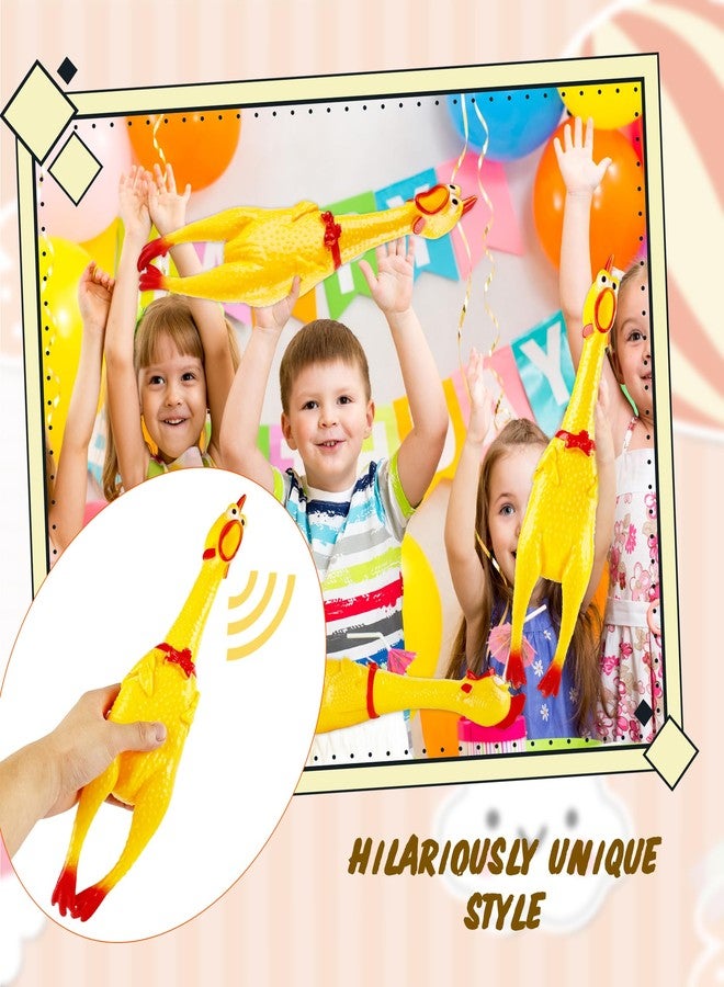 Plukeen 2 Pack 22 Inch Crazy Huge Squeeze Screaming Rubber Chicken Yellow Squawking Chicken Rubber Squeaky Chicken Toy for Kids Adults Dogs Pets Prank Novelty Toy - Image 3